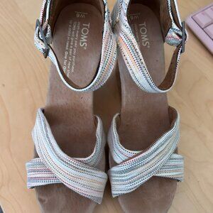 TOMS Striped Wedge Sandals